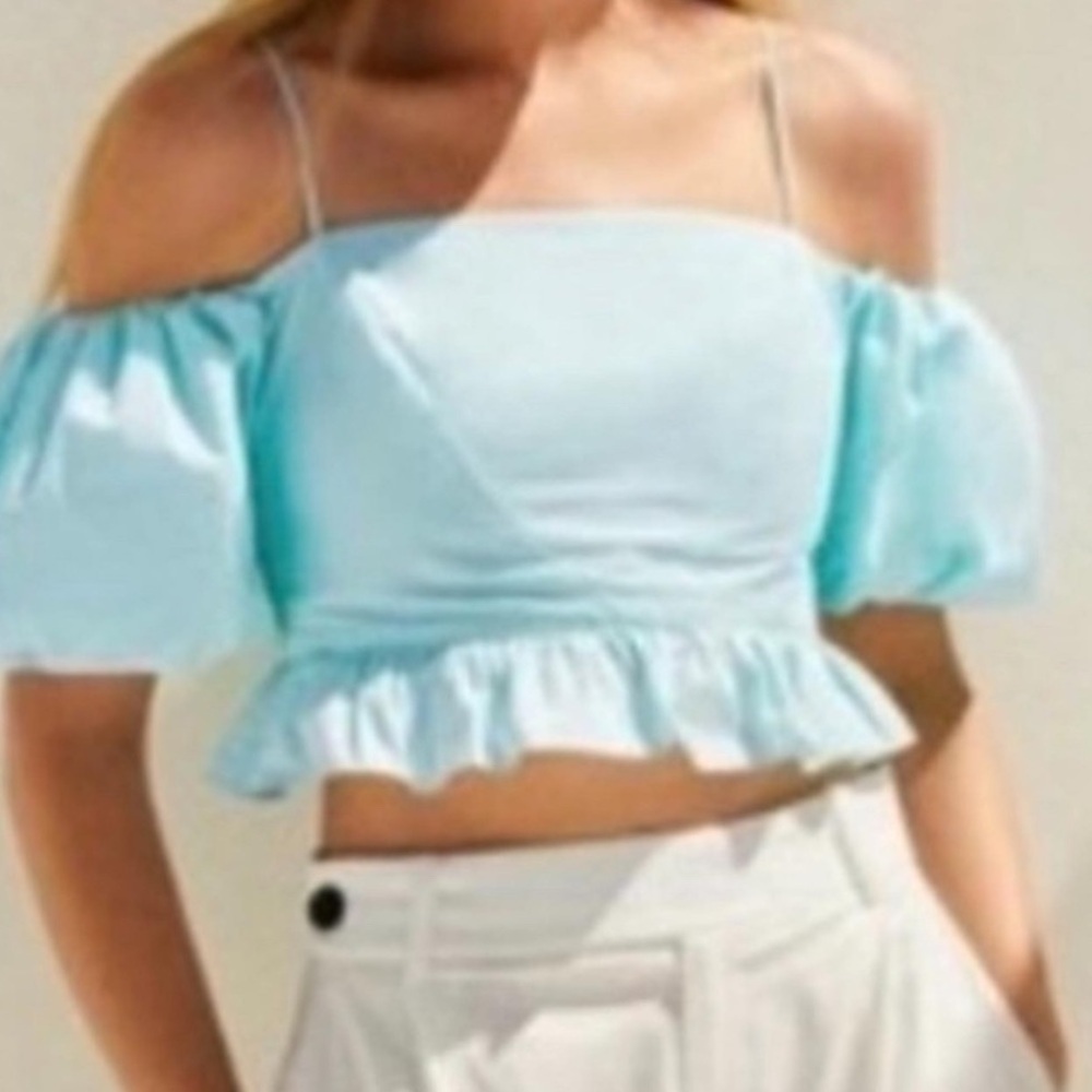 ZARA OFF SHOULDER POPLIN TOP